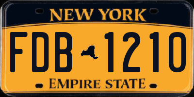 NY license plate FDB1210