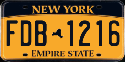 NY license plate FDB1216