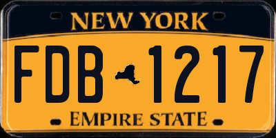 NY license plate FDB1217