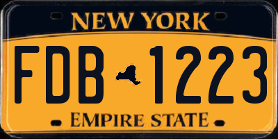 NY license plate FDB1223