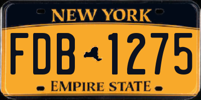 NY license plate FDB1275