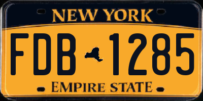 NY license plate FDB1285