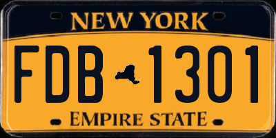 NY license plate FDB1301