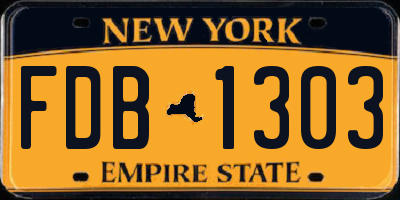 NY license plate FDB1303