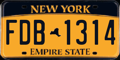 NY license plate FDB1314