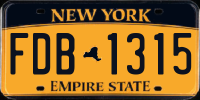 NY license plate FDB1315