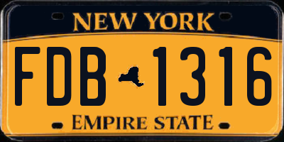 NY license plate FDB1316