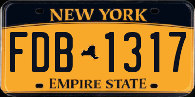 NY license plate FDB1317