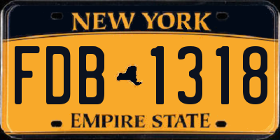 NY license plate FDB1318