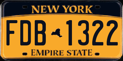 NY license plate FDB1322