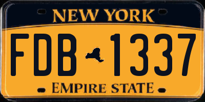 NY license plate FDB1337