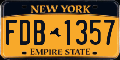 NY license plate FDB1357