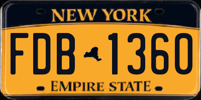 NY license plate FDB1360