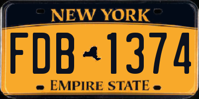 NY license plate FDB1374