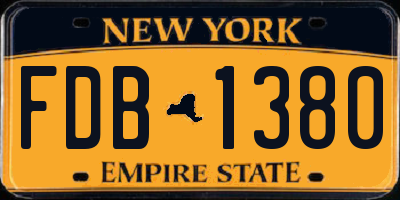 NY license plate FDB1380