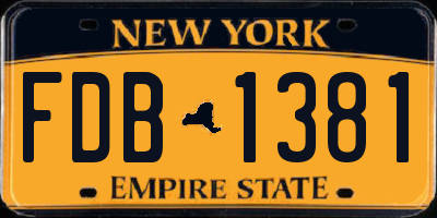 NY license plate FDB1381