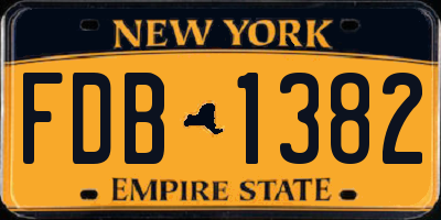 NY license plate FDB1382