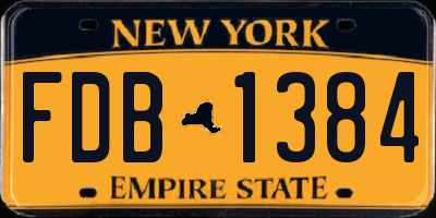 NY license plate FDB1384
