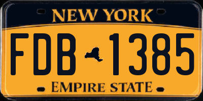 NY license plate FDB1385