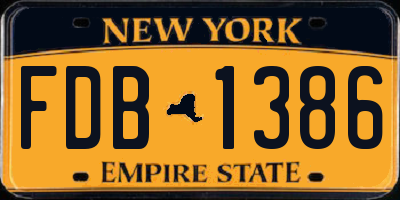 NY license plate FDB1386
