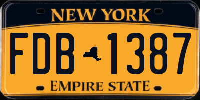 NY license plate FDB1387
