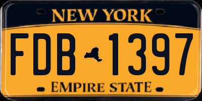 NY license plate FDB1397