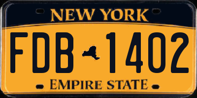 NY license plate FDB1402