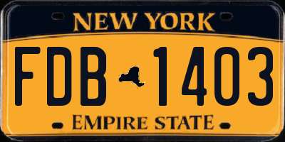 NY license plate FDB1403