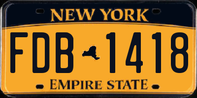 NY license plate FDB1418
