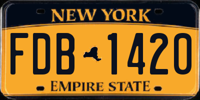 NY license plate FDB1420
