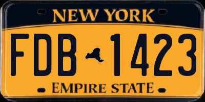 NY license plate FDB1423