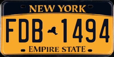 NY license plate FDB1494