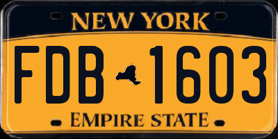 NY license plate FDB1603