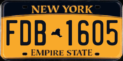 NY license plate FDB1605