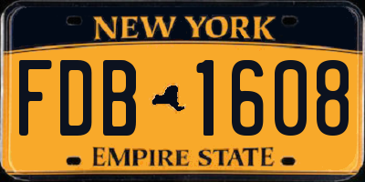 NY license plate FDB1608