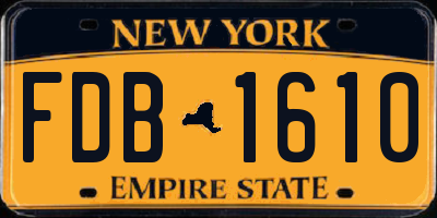 NY license plate FDB1610