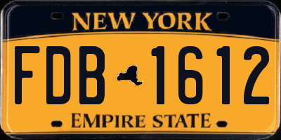 NY license plate FDB1612
