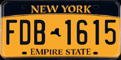 NY license plate FDB1615