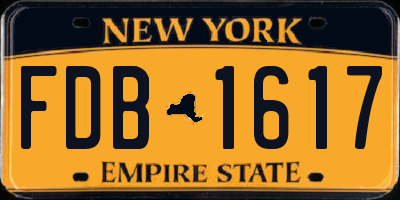 NY license plate FDB1617