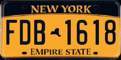 NY license plate FDB1618