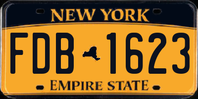 NY license plate FDB1623
