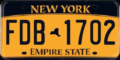 NY license plate FDB1702