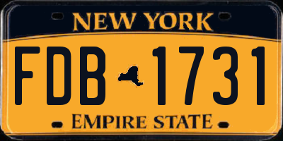 NY license plate FDB1731