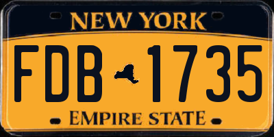 NY license plate FDB1735