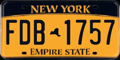 NY license plate FDB1757