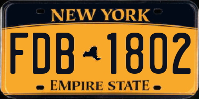 NY license plate FDB1802