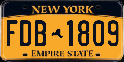 NY license plate FDB1809