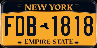 NY license plate FDB1818