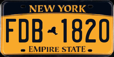 NY license plate FDB1820