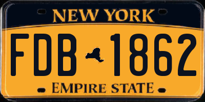 NY license plate FDB1862